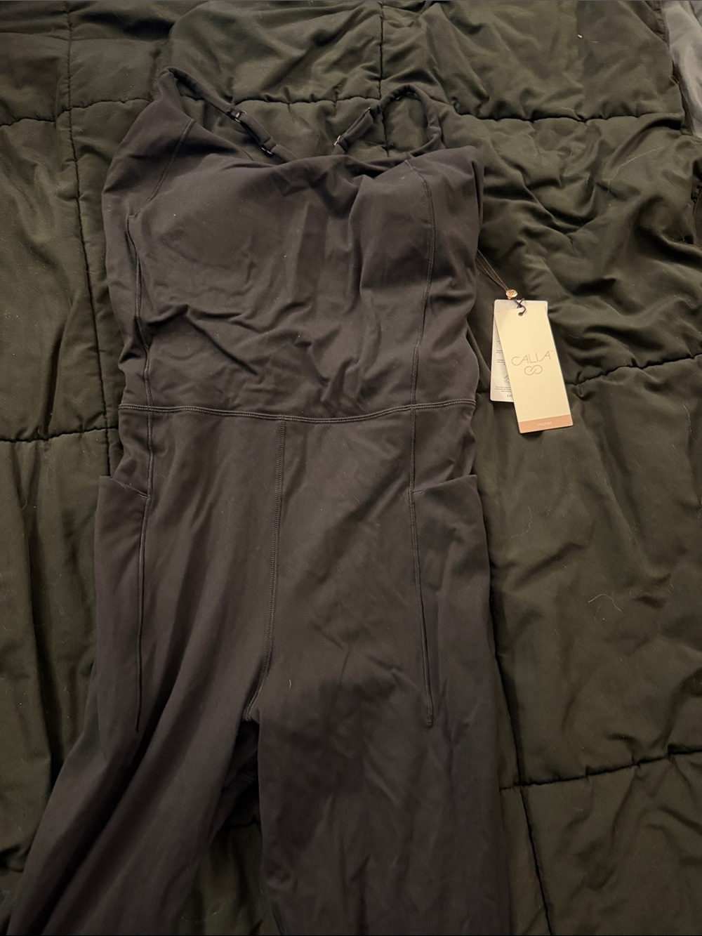 CALIA by Carrie Underwood Black Slim-Strap Jumpsuit